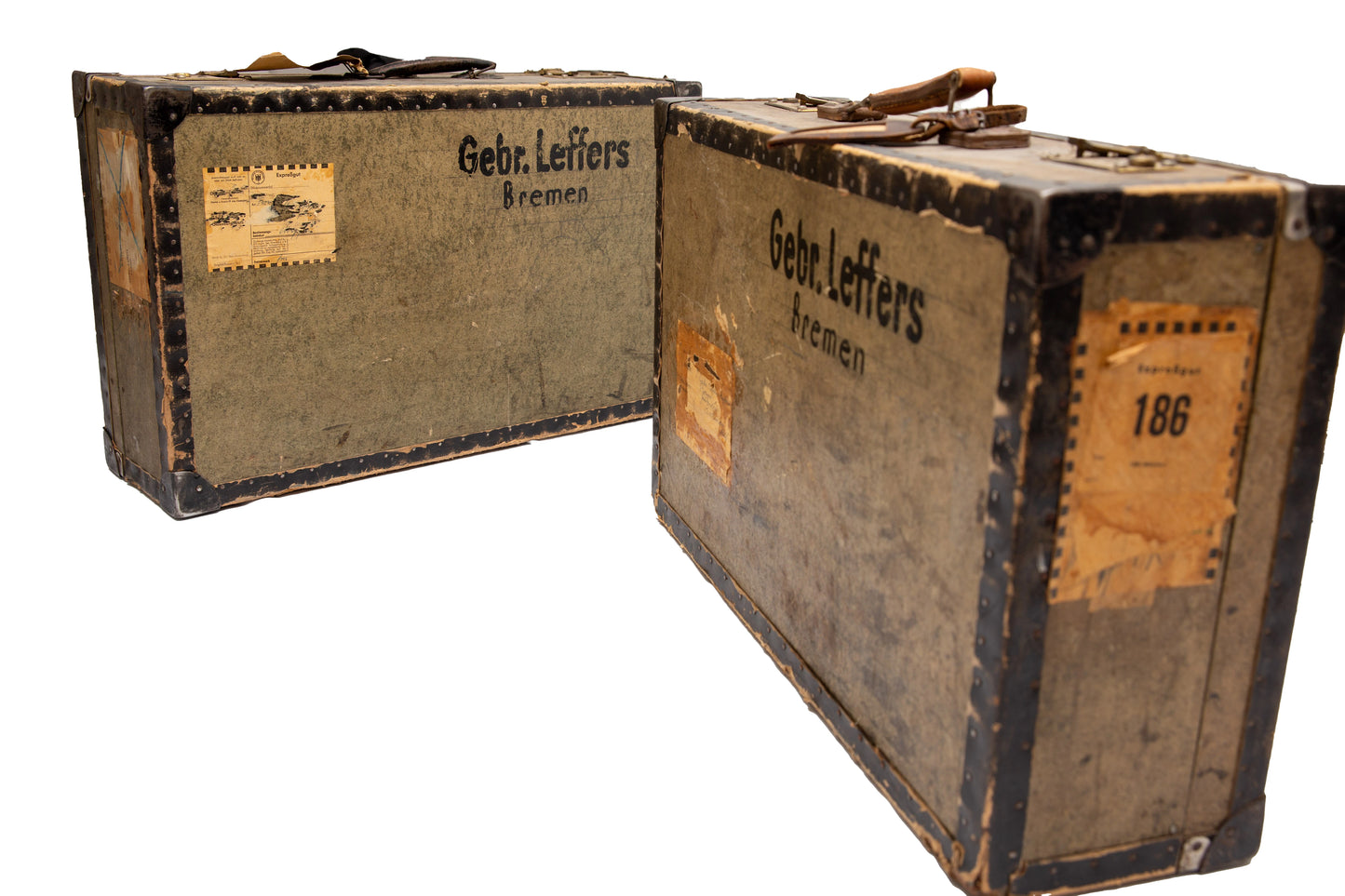 Zwei antike Vertreter-Koffer, um 1900, Gebrüder Leffers