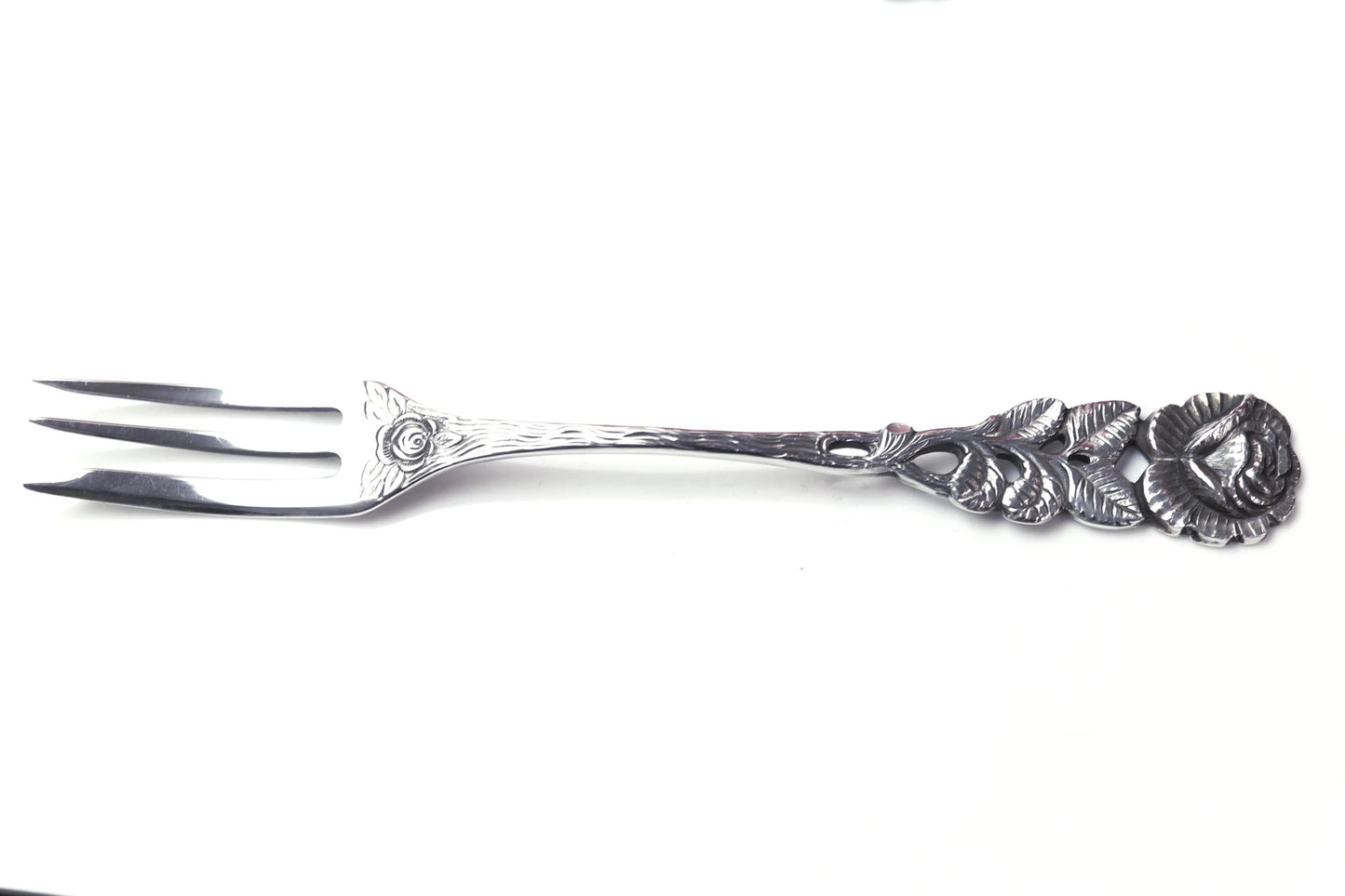 Hildesheimer Rose, sechs Antik-Kuchengabeln in 800er-Silber