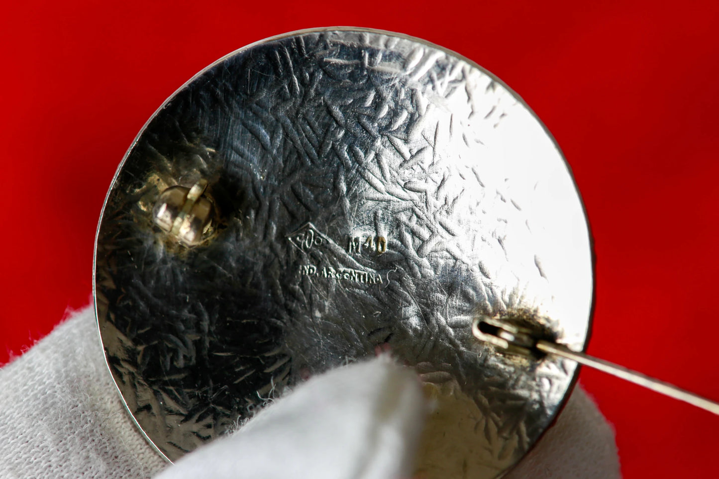 Argentinische Krieger-Schmuckbrosche 900er-Silber vergoldet