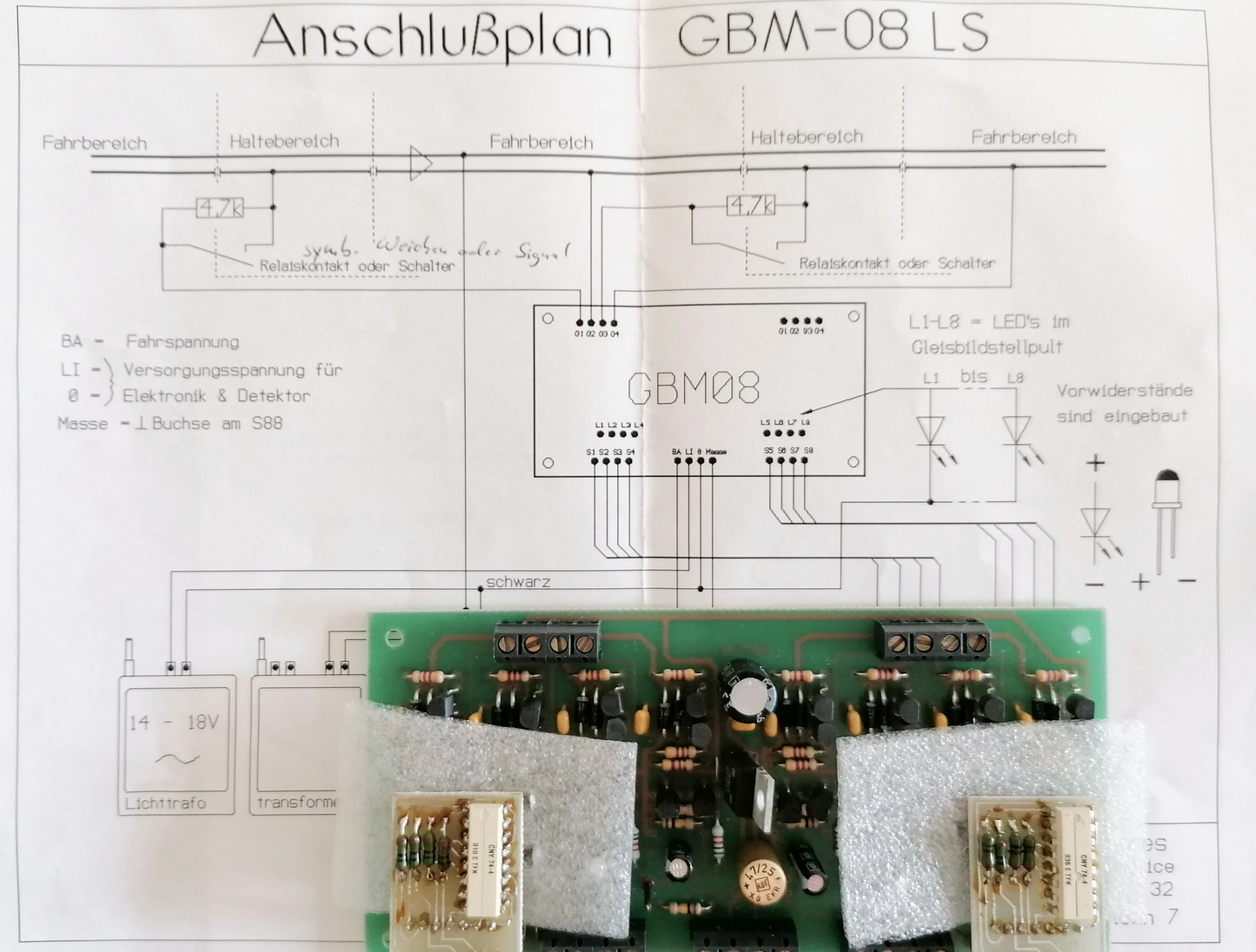 Modellbahn-Modul Gleisbesetztmelder