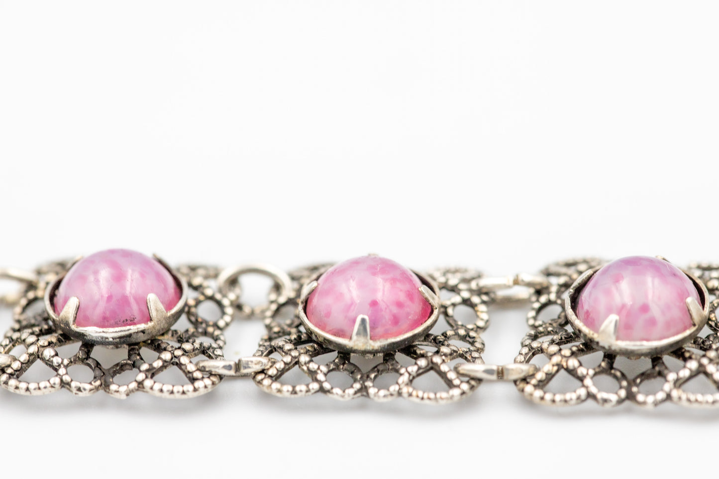 Rosenquarz-Silberarmband mit 8 Edelsteinen