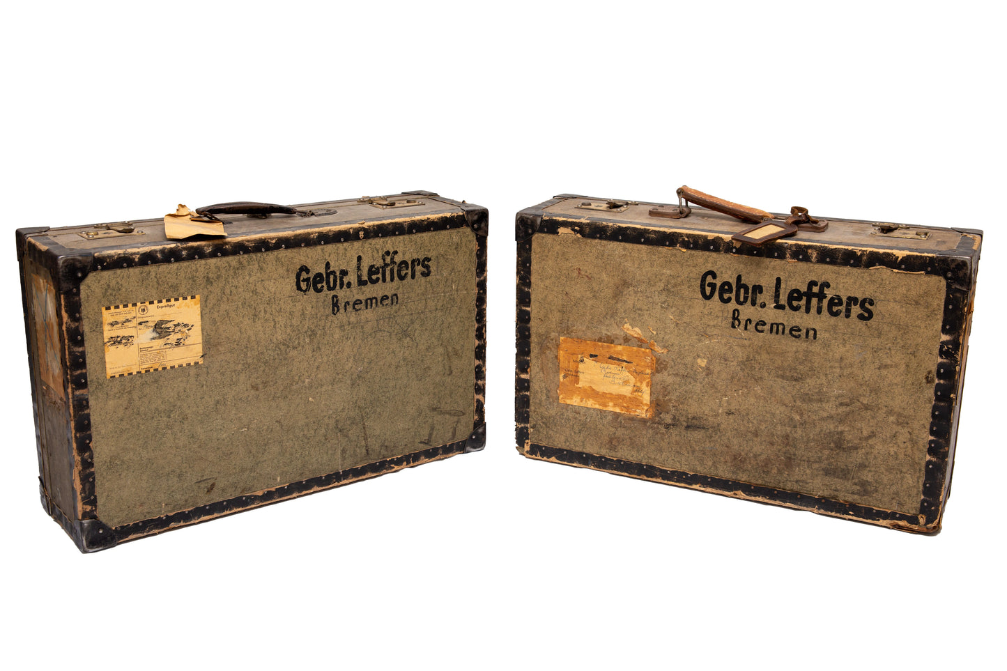 Zwei antike Vertreter-Koffer, um 1900, Gebrüder Leffers