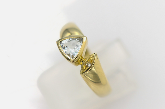 Diamant-Goldring Weißer Beryll