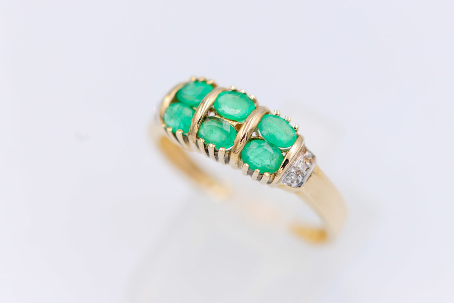 Smaragd-Goldring vintage, 9kt Gelbgold