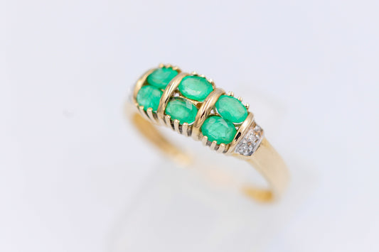 Smaragd-Goldring vintage, 9kt Gelbgold