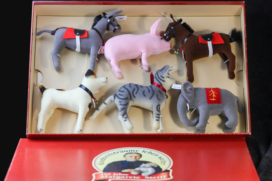 Steiff Jubiläums-Sortiment mit 6 Samt-Tieren